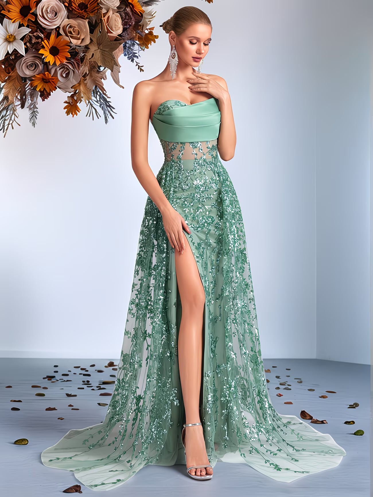 Women's Elegant Strapless Formal Gown - Mermaid Party Dress with Open Back, Machine Washable Evening Gala, Wedding & Prom Dress in Elegant Special Collection, Glamorous Design, Highquality Stitching, Fitted Silhouette