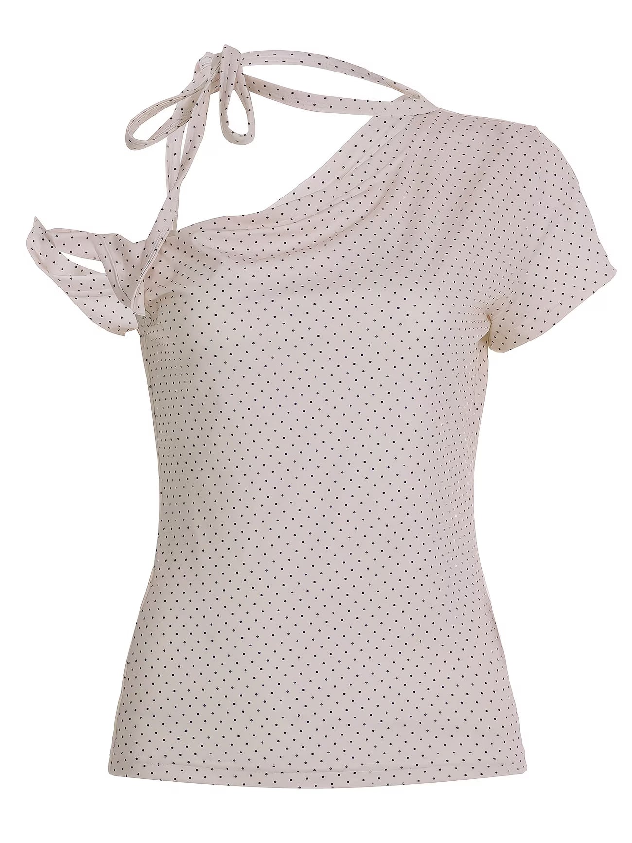 Sassygals Korean Style Pure Desire Polka Dot Strap Off-Shoulder T-Shirt Women'S Slim Fit And Hot Exposed Shoulder Top Summer