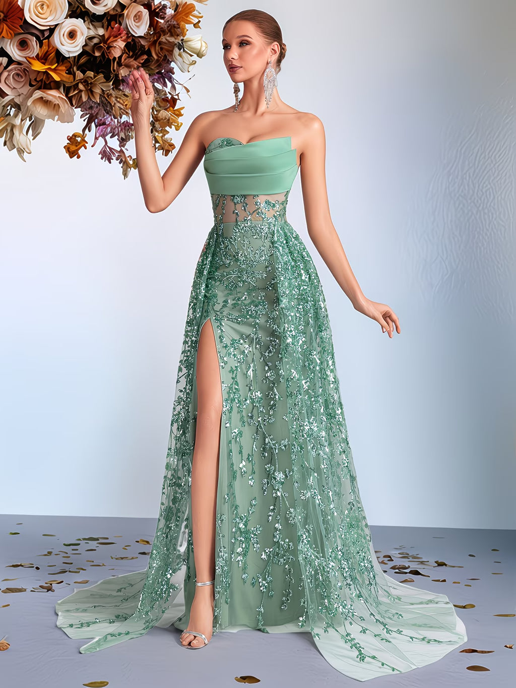 Women's Elegant Strapless Formal Gown - Mermaid Party Dress with Open Back, Machine Washable Evening Gala, Wedding & Prom Dress in Elegant Special Collection, Glamorous Design, Highquality Stitching, Fitted Silhouette