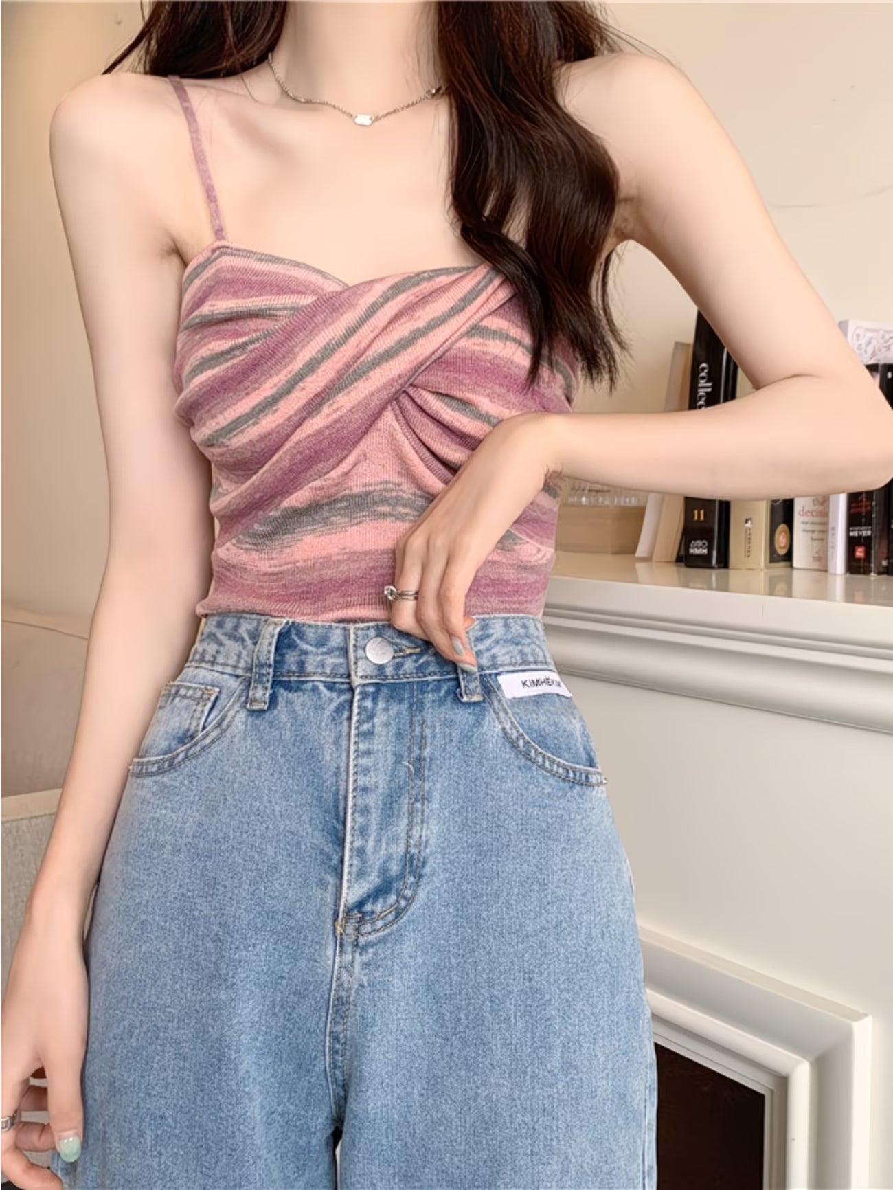 Women'S Top with a Sense of Design, Niche Vest, Suspender, New Slim-Fitting And Versatile Striped Outerwear Top for Summer