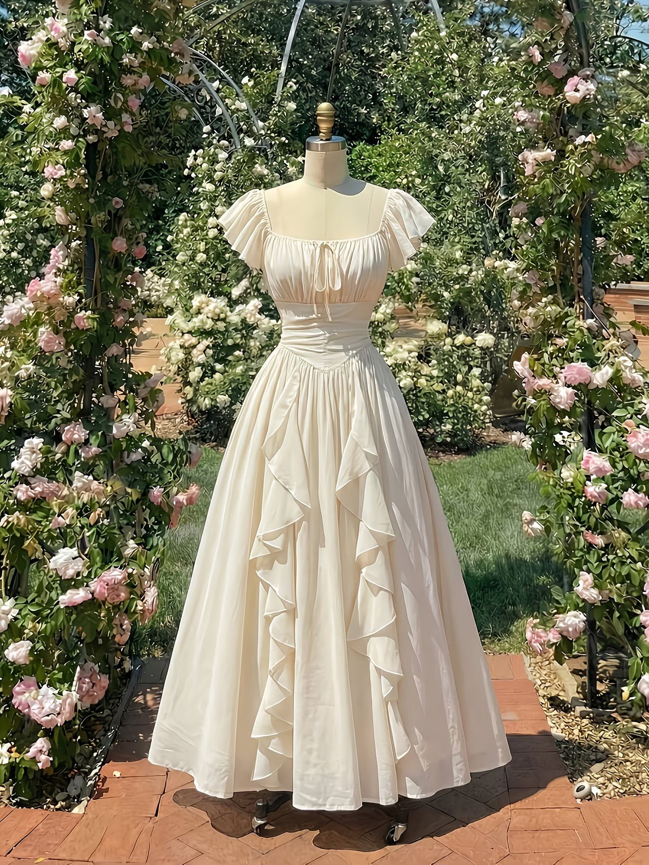 for Lotus Leaf Side Length Dress, Women's Summer New Style, Pleated Waist Cinching Long Skirt