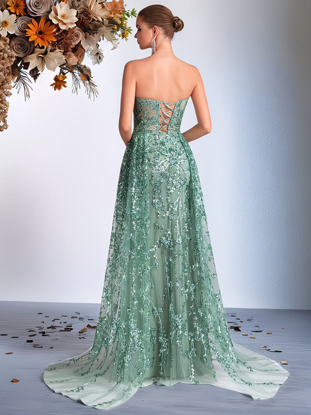 Women's Elegant Strapless Formal Gown - Mermaid Party Dress with Open Back, Machine Washable Evening Gala, Wedding & Prom Dress in Elegant Special Collection, Glamorous Design, Highquality Stitching, Fitted Silhouette
